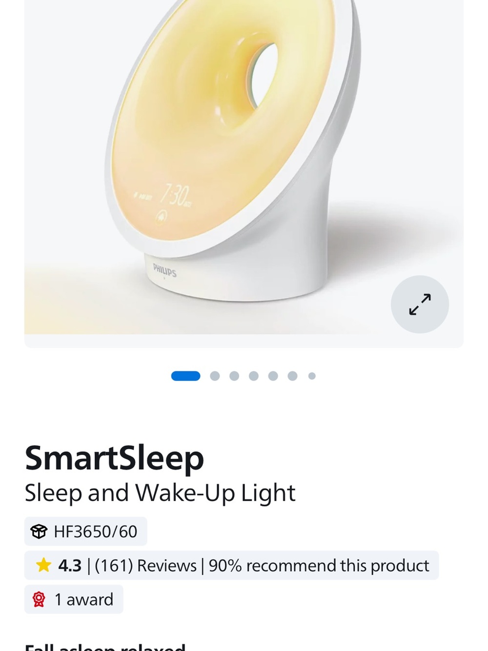 Philips SmartSleep Wake-Up Light in White and Soft Yellow